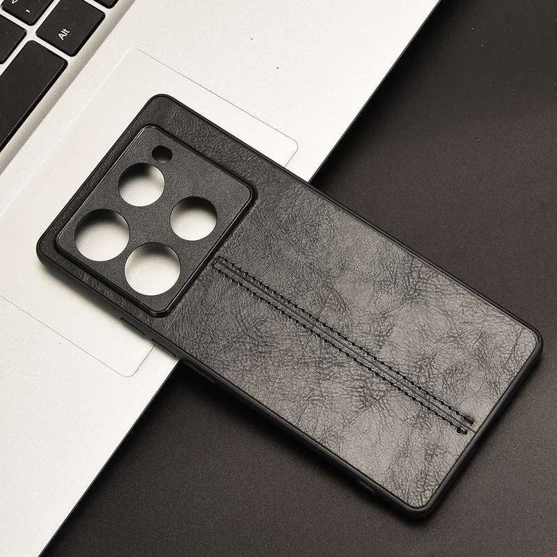 For Infinix Note 40 Pro 4G Cow Pattern Sewing Card Bag Phone Case(Black)