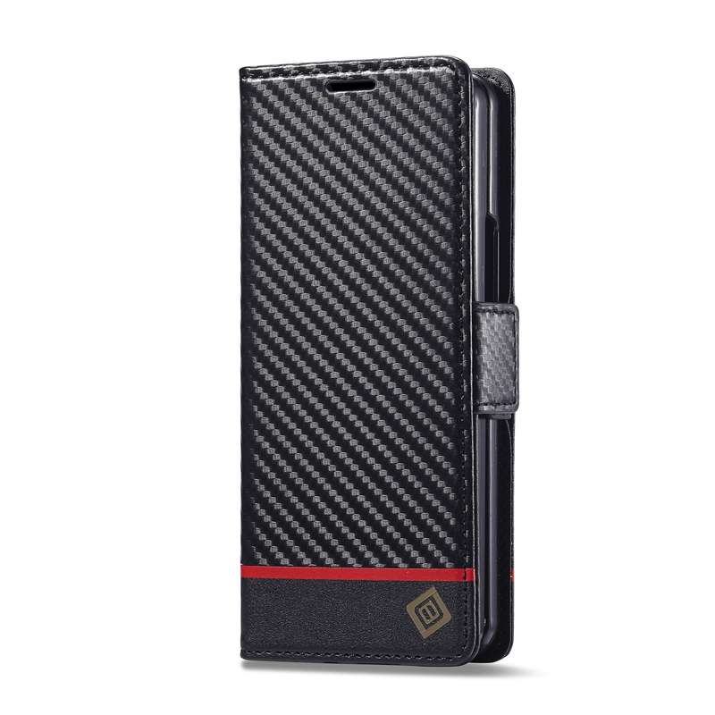 For Samsung Galaxy Z Fold6 5G LC.IMEEKE Carbon Fiber Leather Phone Case(Horizontal Black)
