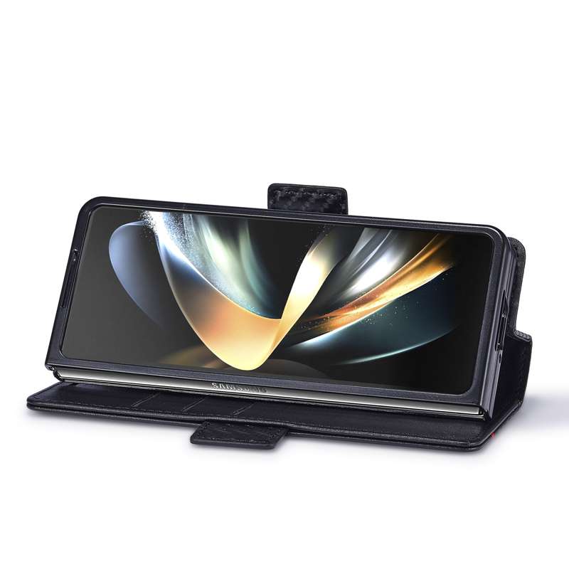 For Samsung Galaxy Z Fold6 5G LC.IMEEKE Carbon Fiber Leather Phone Case(Horizontal Black)