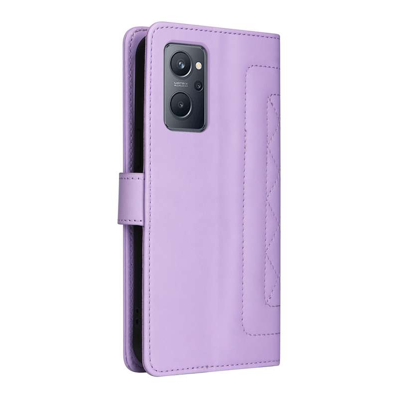 For Realme 9i / OPPO A36 / A96 Diamond Lattice Leather Flip Phone Case(Light Purple)