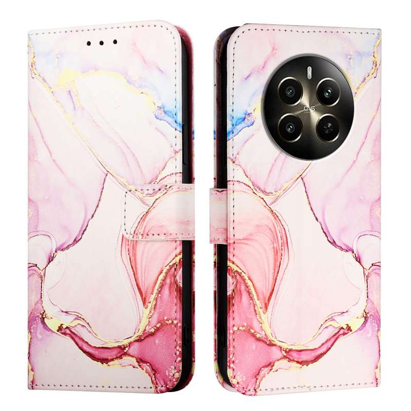 For Realme 12+ 5G Global / Narzo 70 Pro India PT003 Marble Pattern Flip Leather Phone Case(Rose