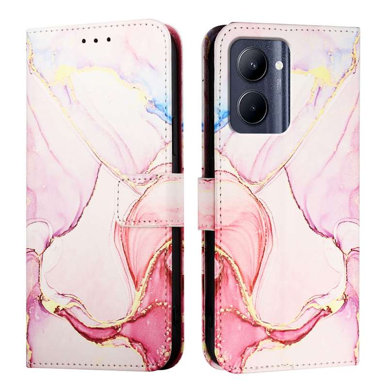 For Realme C33 2022 / 2023 Global PT003 Marble Pattern Flip Leather Phone Case(Rose Gold)