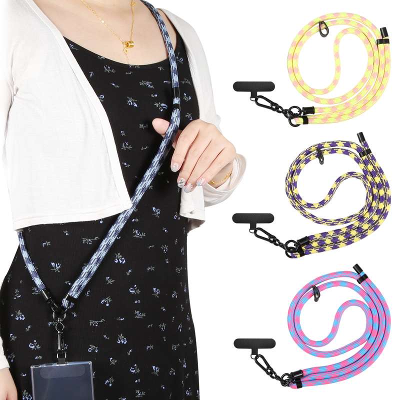 8mm Adjustable Phone Anti-lost Neck Chain Nylon Crossbody Lanyard, Adjustable Length: about 75-