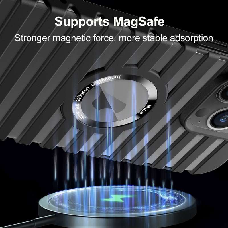 For iPhone 14 Plus Hollow Heat Dissipation MagSafe Magnetic PC Phone Case(Grey)