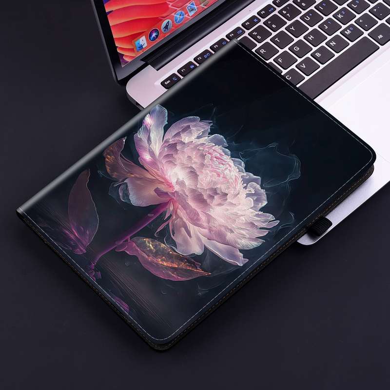For iPad mini 6 Crystal Texture Painted Leather Smart Tablet Case(Purple Peony)