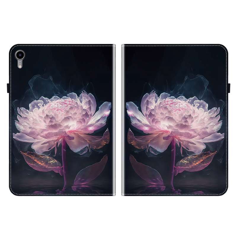 For iPad mini 6 Crystal Texture Painted Leather Smart Tablet Case(Purple Peony)