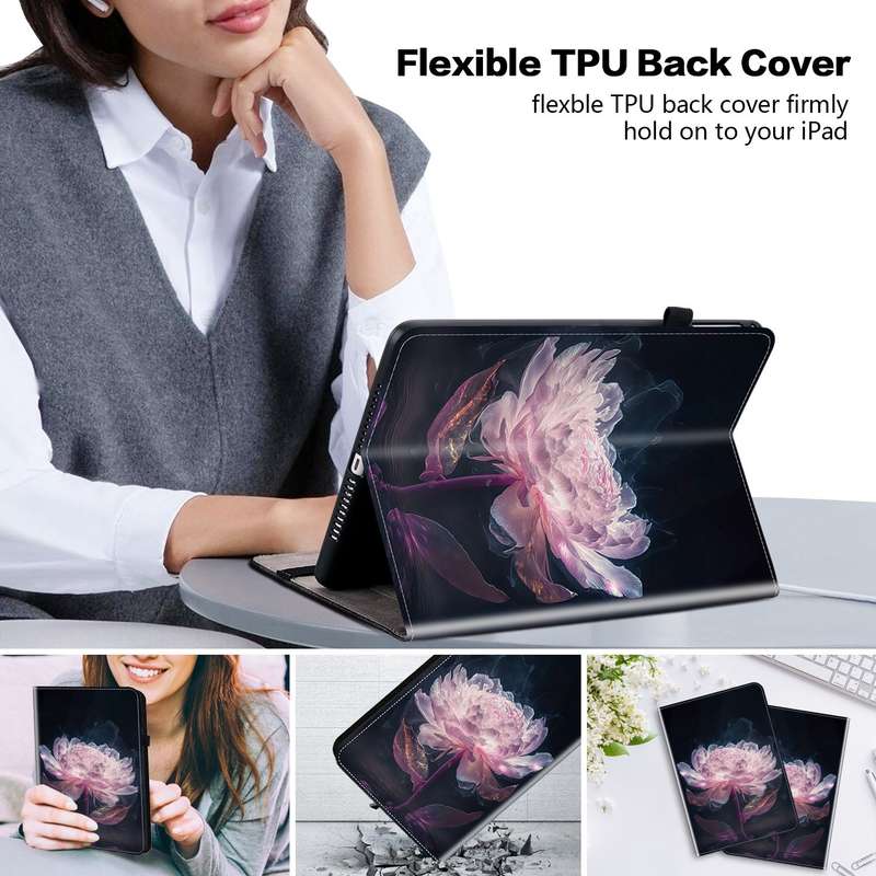 For iPad mini 6 Crystal Texture Painted Leather Smart Tablet Case(Purple Peony)