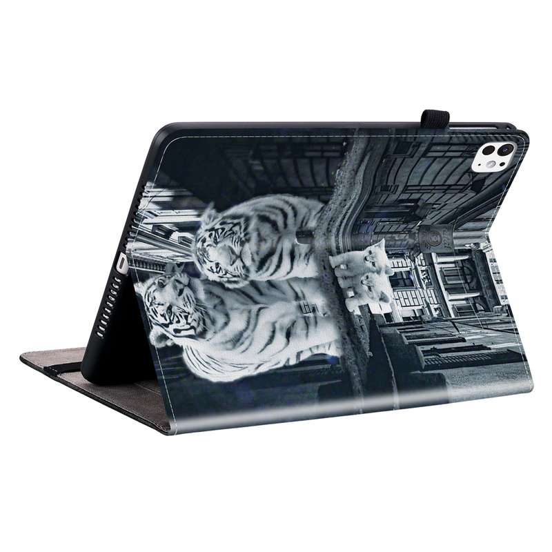 For iPad Pro 11 2024 Crystal Texture Painted Leather Smart Tablet Case(Cat Reflection Tiger)
