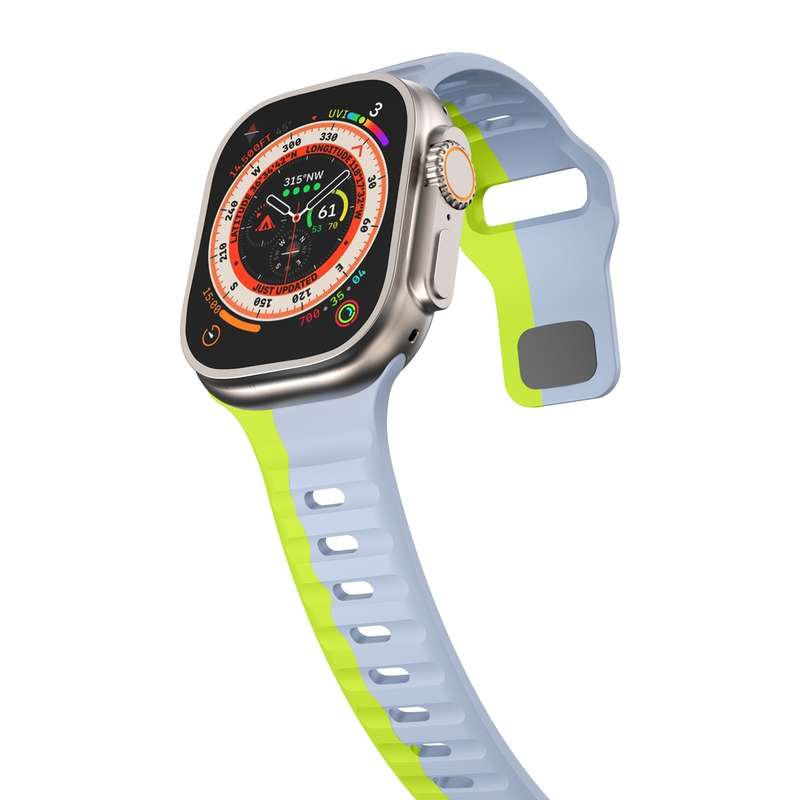 For Apple Watch Series 6 40mm Wave Texture Reverse Buckle Silicone Watch Band(Grey Green)