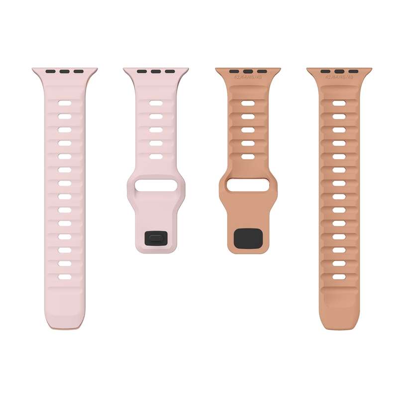 For Apple Watch Series 2 38mm Wave Texture Reverse Buckle Silicone Watch Band(Pink+Rose Ash)