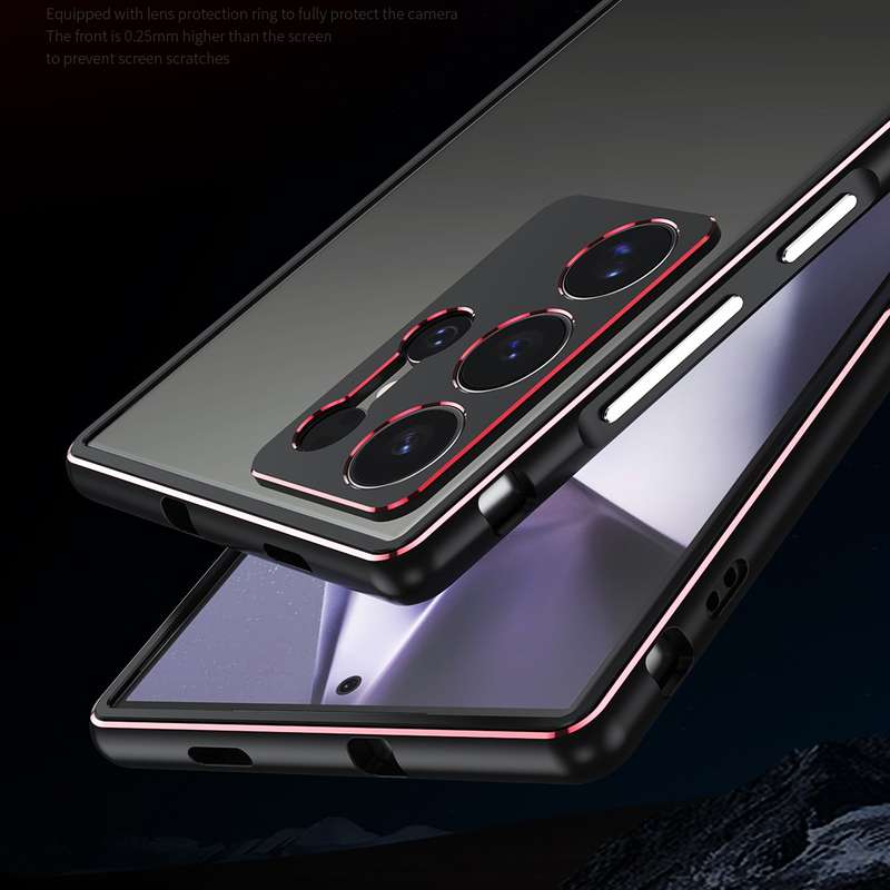 For Samsung Galaxy S24 Ultra 5G Aurora Series Lens Protector + Metal Frame Phone Case(Silver)