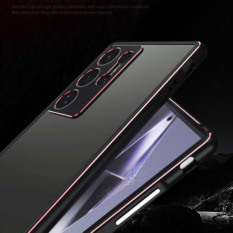 For Samsung Galaxy S24 Ultra 5G Aurora Series Lens Protector + Metal Frame Phone Case(Silver)