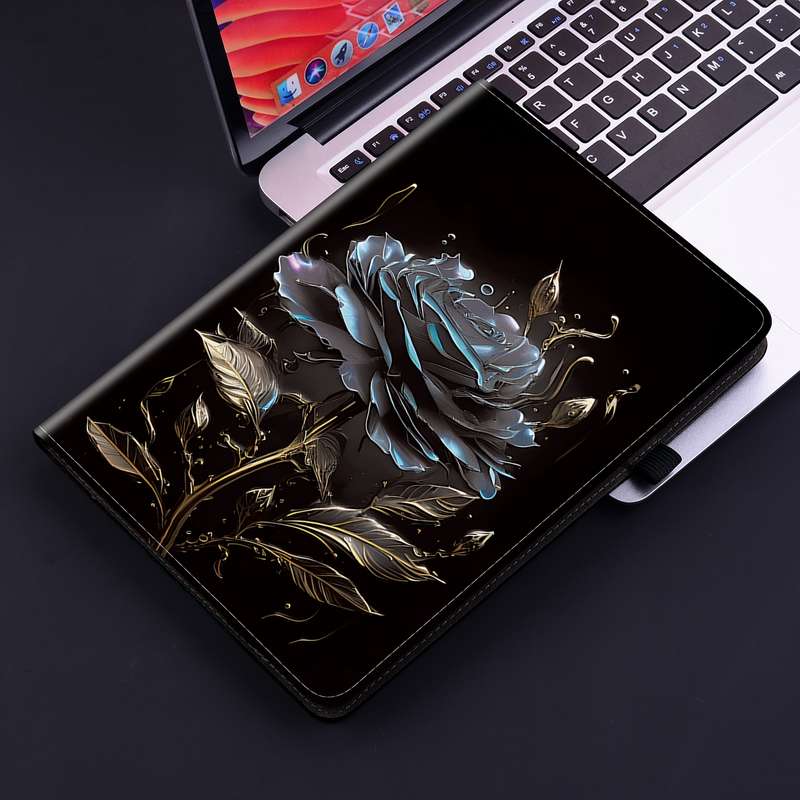 For Huawei MatePad SE 11 2024 Crystal Texture Painted Leather Smart Tablet Case(Black Rose)