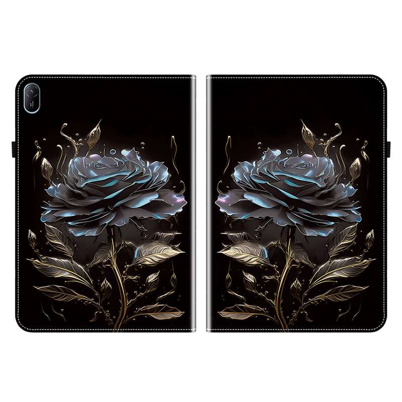 For Huawei MatePad SE 11 2024 Crystal Texture Painted Leather Smart Tablet Case(Black Rose)