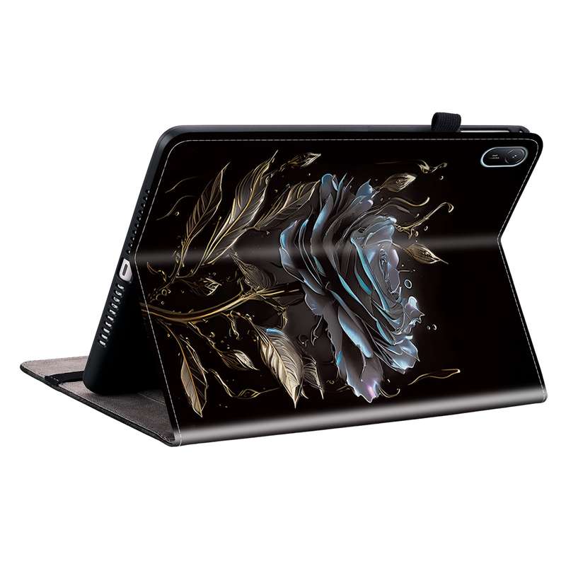For Huawei MatePad SE 11 2024 Crystal Texture Painted Leather Smart Tablet Case(Black Rose)