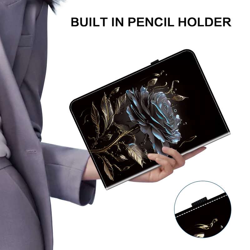 For Huawei MatePad SE 11 2024 Crystal Texture Painted Leather Smart Tablet Case(Black Rose)