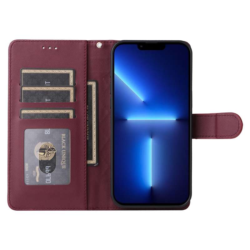 For iPhone 13 Pro Max Diamond Lattice Leather Flip Phone Case(Wine Red)