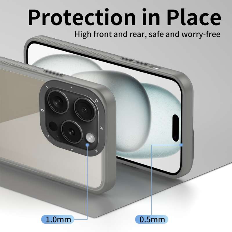 For iPhone 15 Pro Frame Two Color Lens Ring TPU Phone Case(Black)