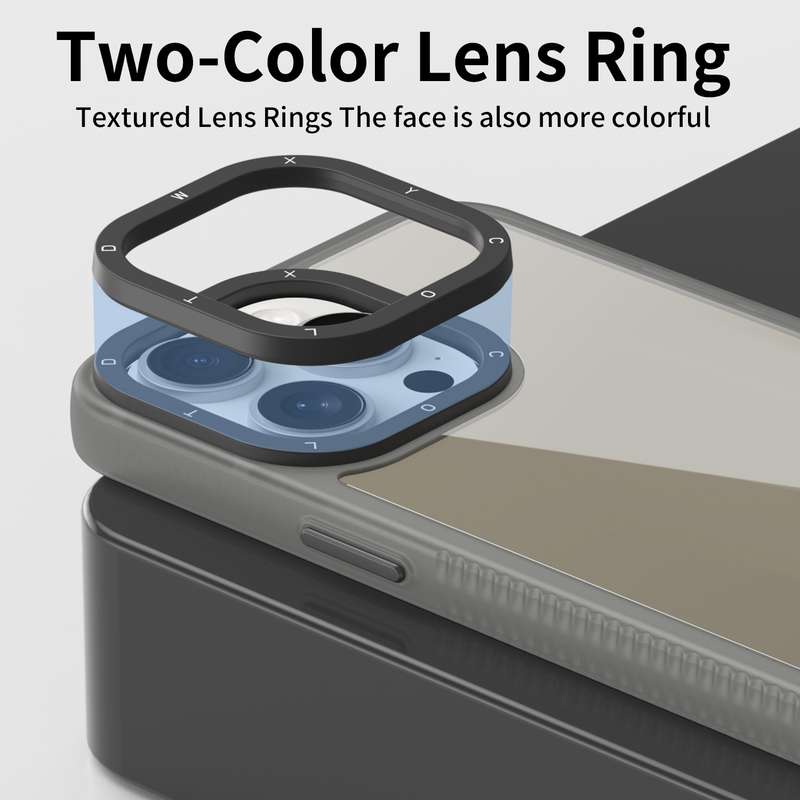 For iPhone 15 Pro Frame Two Color Lens Ring TPU Phone Case(Black)