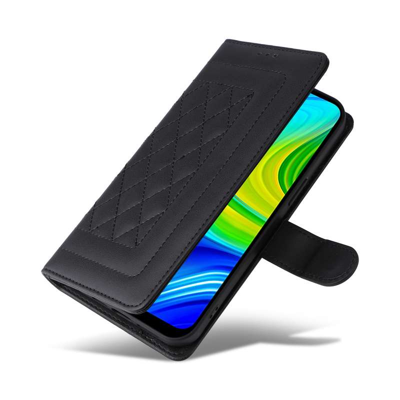 For Xiaomi Redmi Note 9 Diamond Lattice Leather Flip Phone Case(Black)