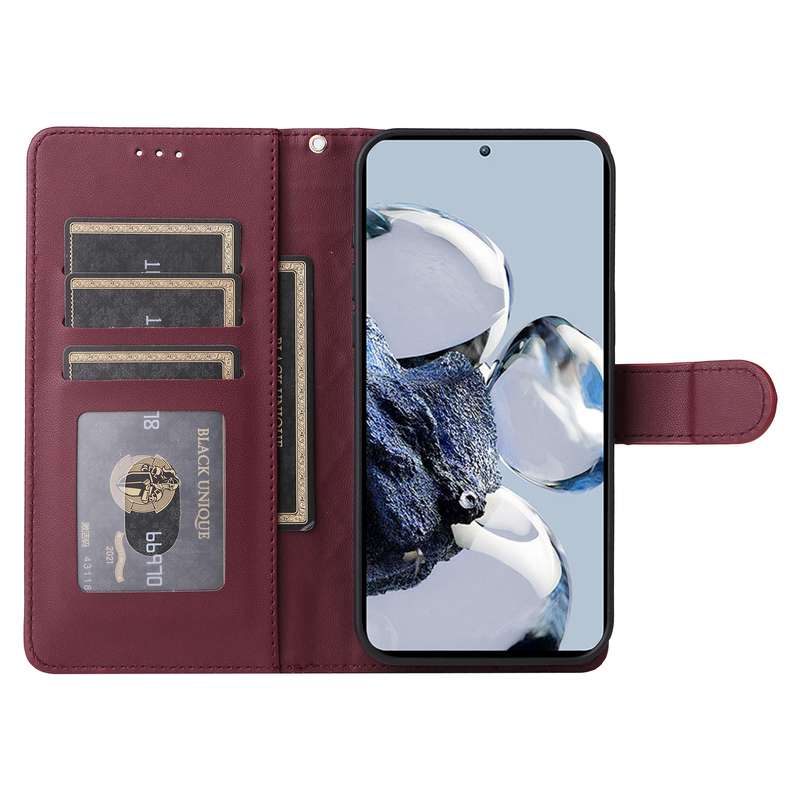 For Xiaomi 12T / 12T Pro Diamond Lattice Leather Flip Phone Case(Wine Red)