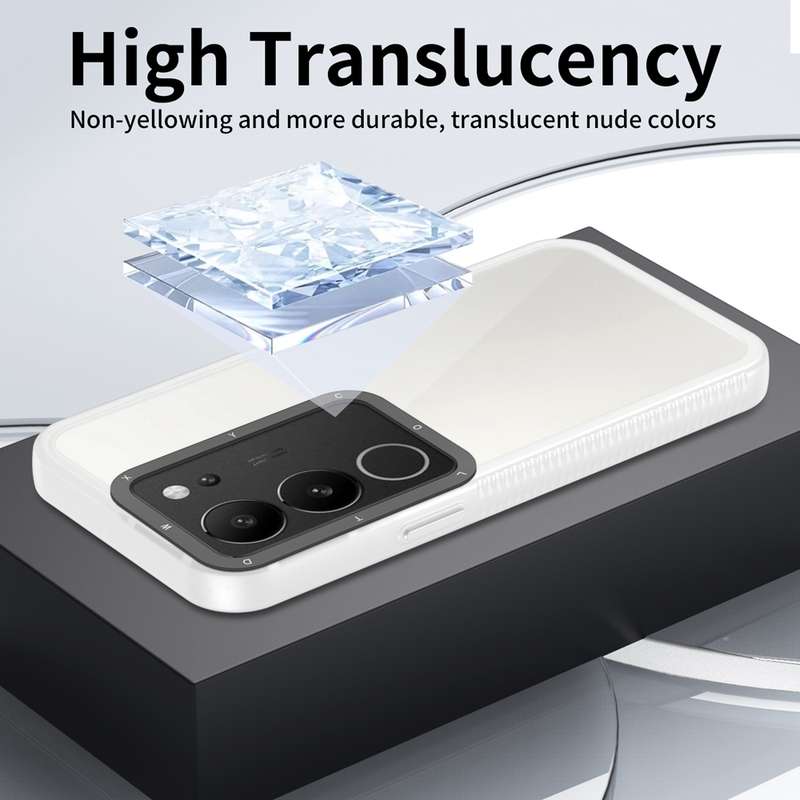 For vivo V29 5G Frame Two Color Lens Ring TPU Phone Case(Transparent)