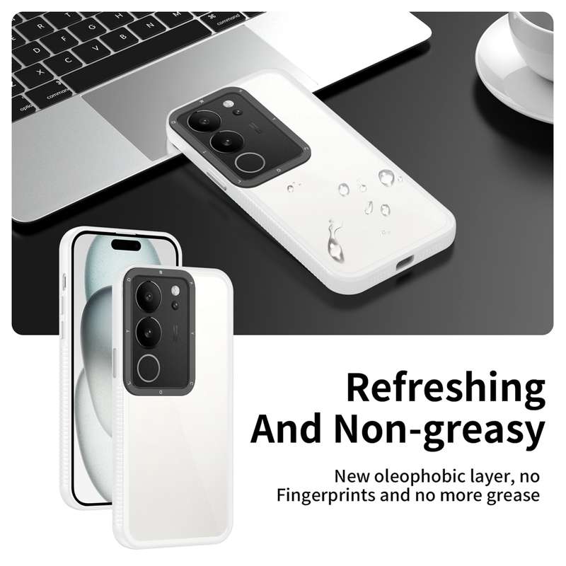 For vivo V29 5G Frame Two Color Lens Ring TPU Phone Case(Transparent)