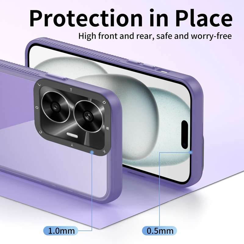 For Realme C55 Frame Two Color Lens Ring TPU Phone Case(Purple)