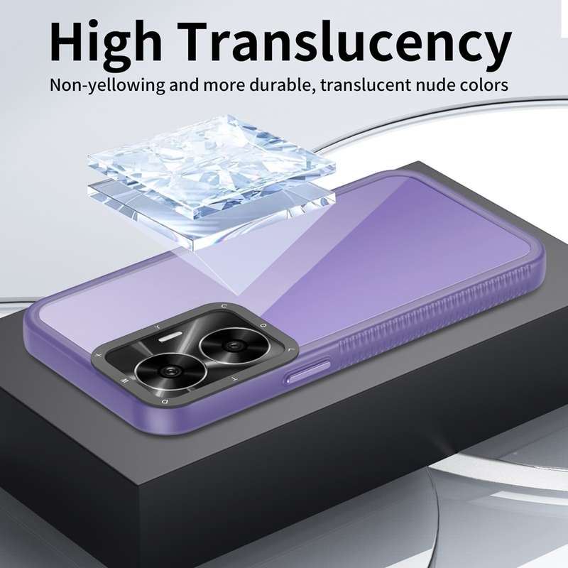 For Realme C55 Frame Two Color Lens Ring TPU Phone Case(Purple)