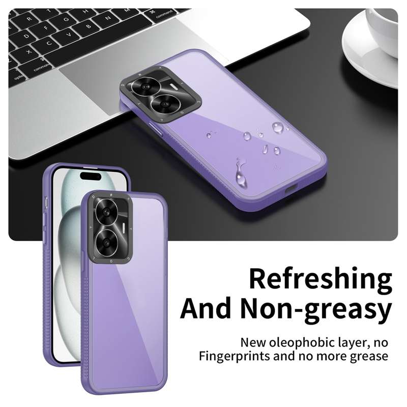 For Realme C55 Frame Two Color Lens Ring TPU Phone Case(Purple)