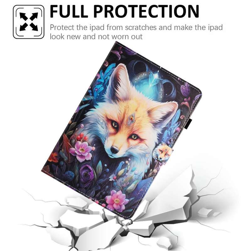 For iPad Air / Air 2 / 9.7 2017 / 2018 Painted Litchi Leather Sewing Smart Tablet Case(Fox)