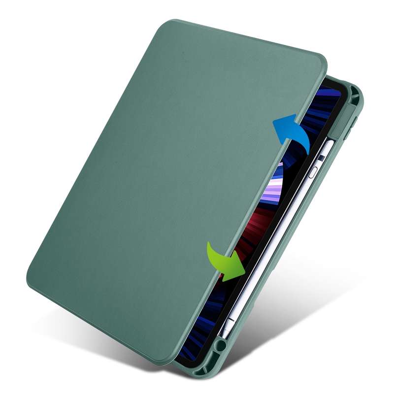 For iPad Air 13 2024 Acrylic 360 Degree Rotation Holder Leather Tablet Case(Pine Green)