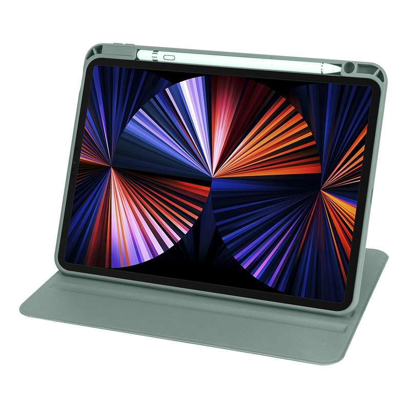 For iPad Air 13 2024 Acrylic 360 Degree Rotation Holder Leather Tablet Case(Pine Green)