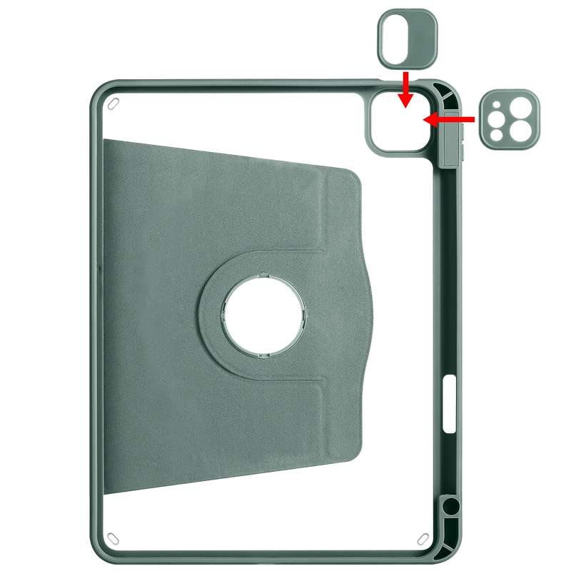 For iPad Air 13 2024 Acrylic 360 Degree Rotation Holder Leather Tablet Case(Pine Green)