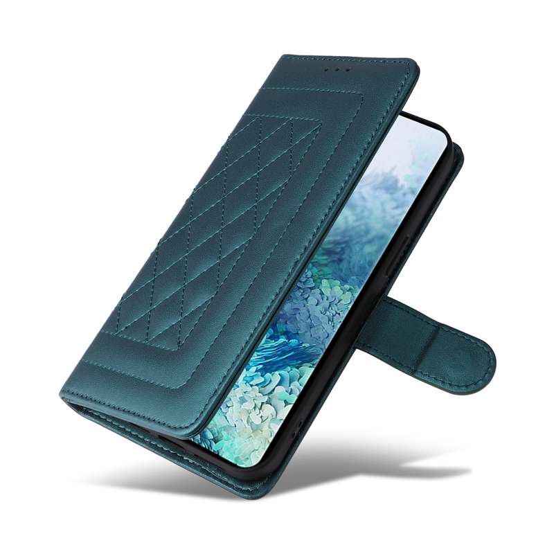 For Samsung Galaxy S20+ Diamond Lattice Leather Flip Phone Case(Green)