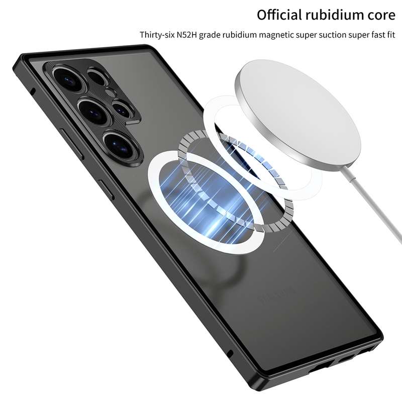 For Samsung Galaxy S24 Ultra 5G Snap Buckle Metal Frame Frosted MagSafe Phone Case(Silver)
