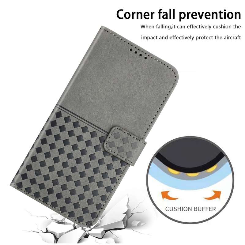 For iPhone 13 Pro Max Woven Embossed RFID Blocking Leather Phone Case(Grey)