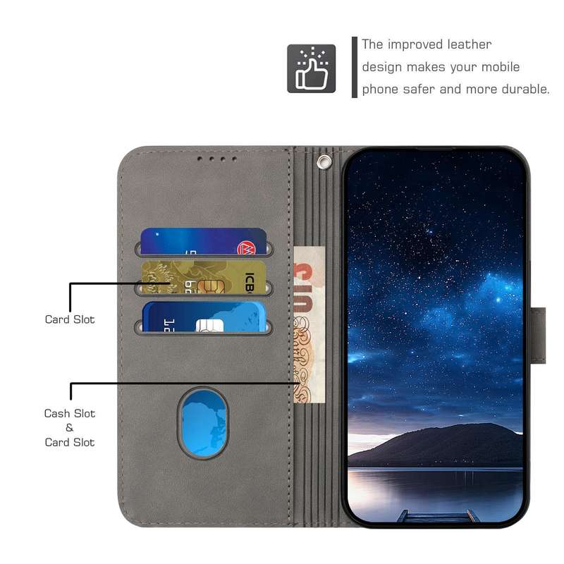 For iPhone 13 Pro Max Woven Embossed RFID Blocking Leather Phone Case(Grey)