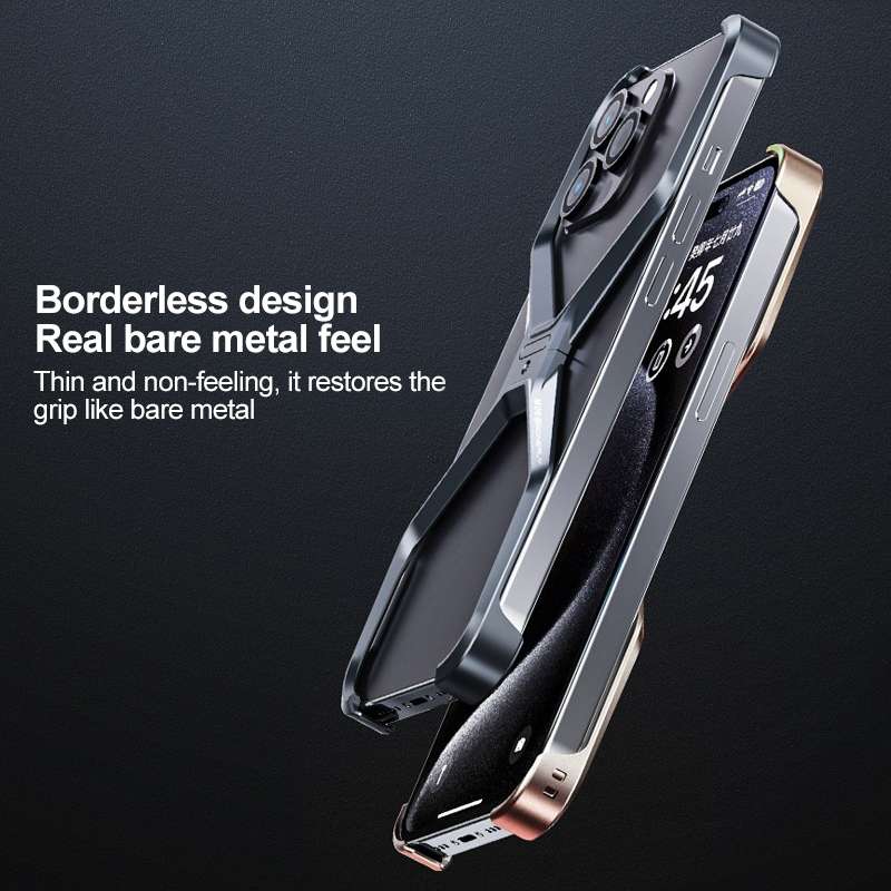 For iPhone 15 Pro Frameless X-shaped Metal Phone Case(Grey)
