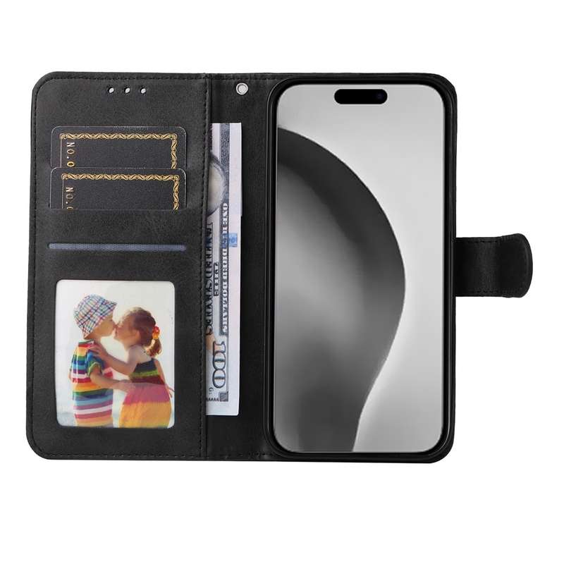 For iPhone 16 Pro Max Classic Calf Texture Flip Leather Phone Case(Black)