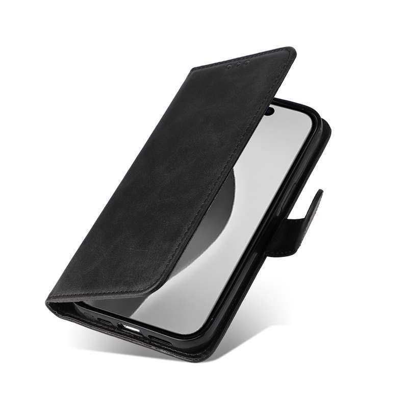 For iPhone 16 Pro Max Classic Calf Texture Flip Leather Phone Case(Black)