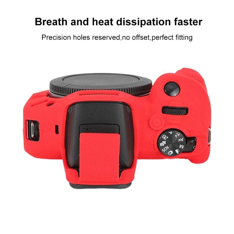 For Canon EOS R100 Litchi Texture Soft Silicone Protective Case(Red)