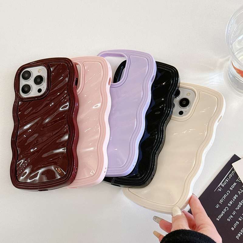 For iPhone 15 Pro Solid Color Waves PC Hybrid TPU Phone Case(Wine Red)