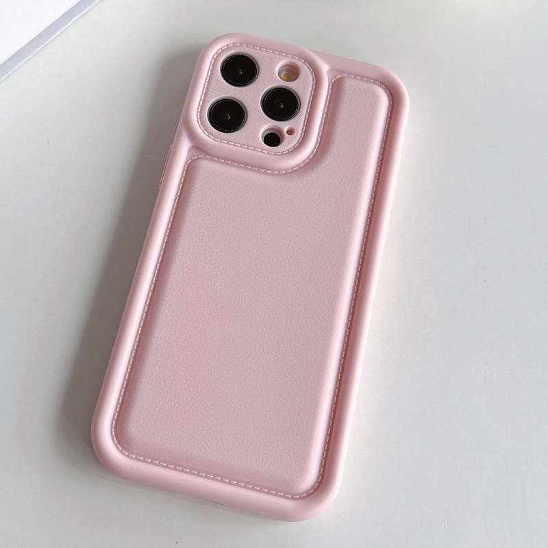 For iPhone 14 Pro Max Frosted Leather Texture TPU Phone Case(Pink)