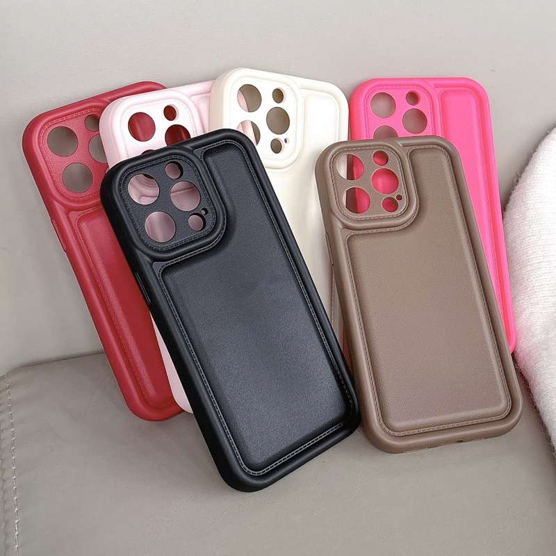 For iPhone 14 Pro Max Frosted Leather Texture TPU Phone Case(Pink)