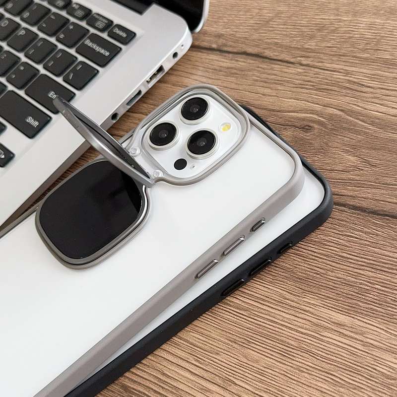 For iPhone 15 Metal Sunglasses Holder TPU + PC Phone Case(Blue)