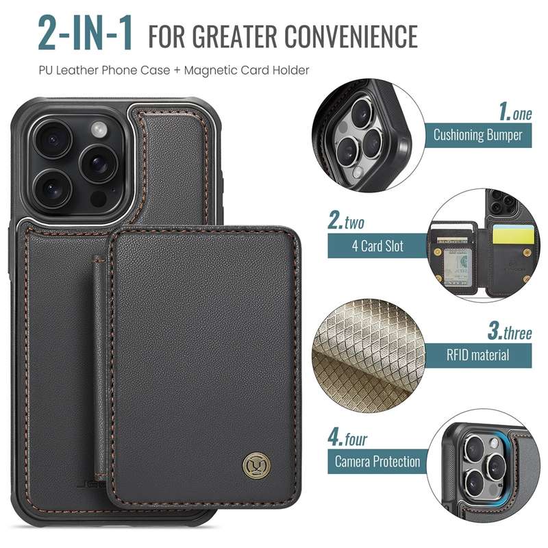 For iPhone 12 / 12 Pro JEEHOOD J05 Business Magnetic Style RFID Leather Phone Case(Black)