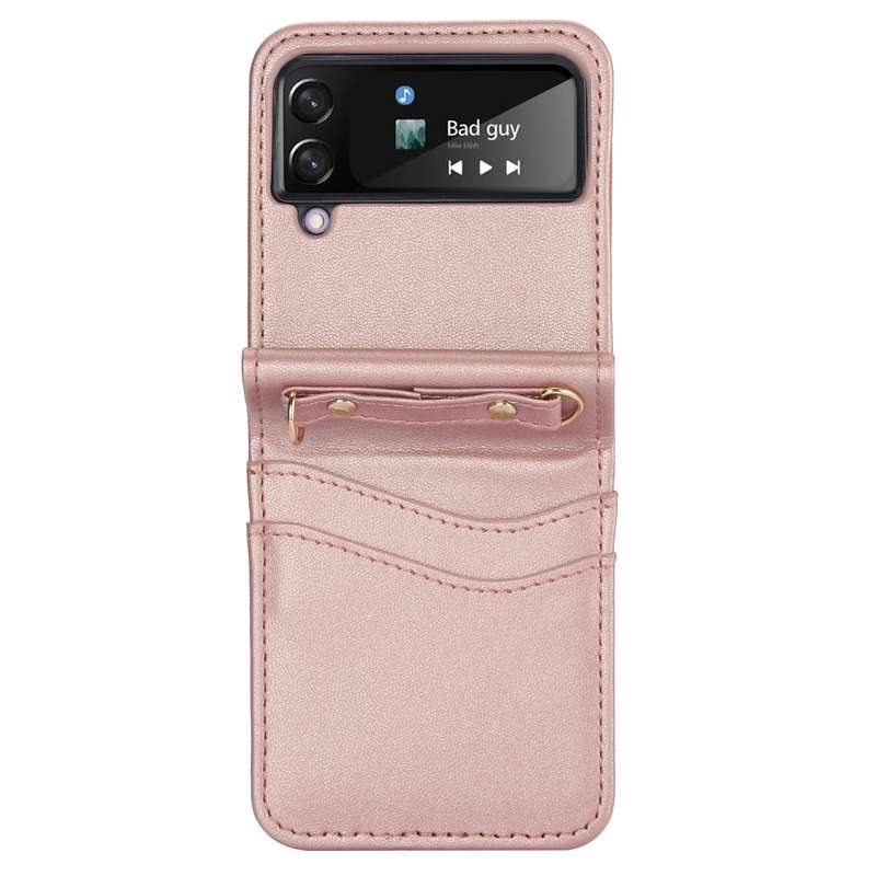 For Samsung Galaxy Z Flip4 Dual Card Slots Folding Phone Case(Rose Gold)
