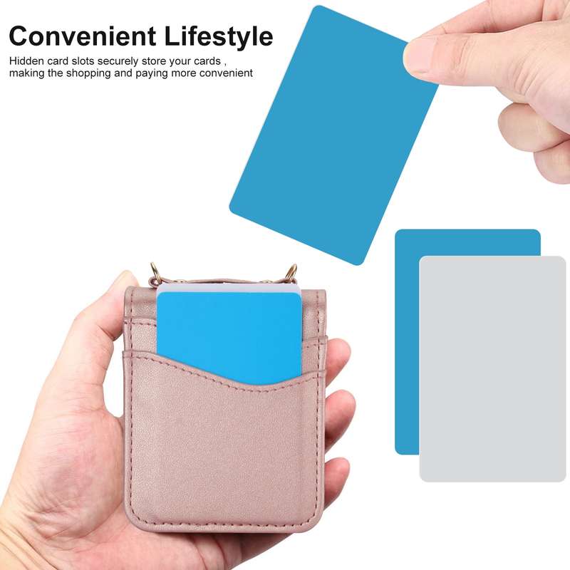 For Samsung Galaxy Z Flip4 Dual Card Slots Folding Phone Case(Rose Gold)