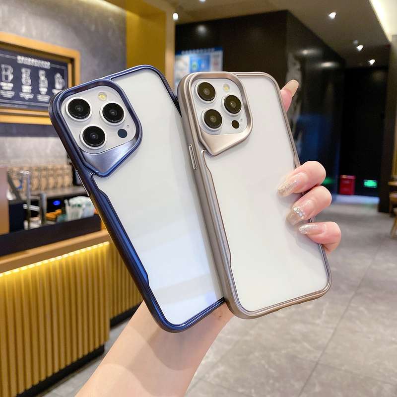 For iPhone 15 Electroplating TPU Frame Hybrid PC Phone Case(Black)